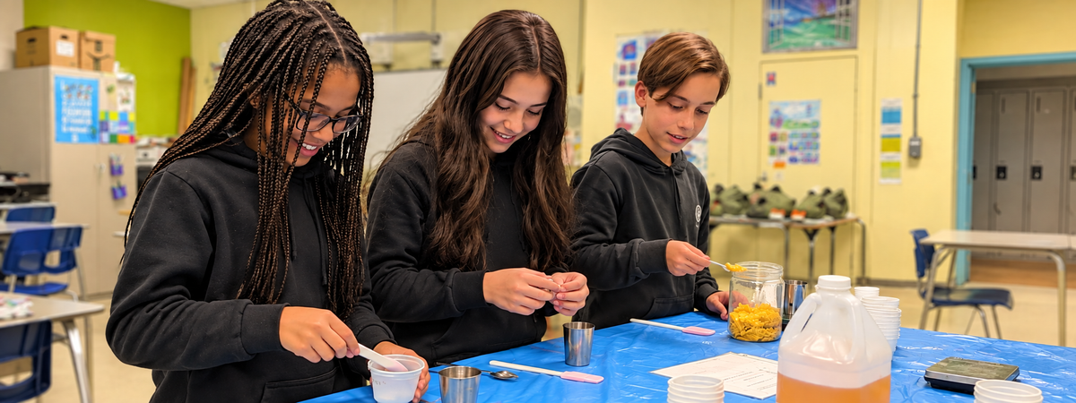 Adolescents participant à un atelier scientifique MA Création Écolo en milieu scolaire