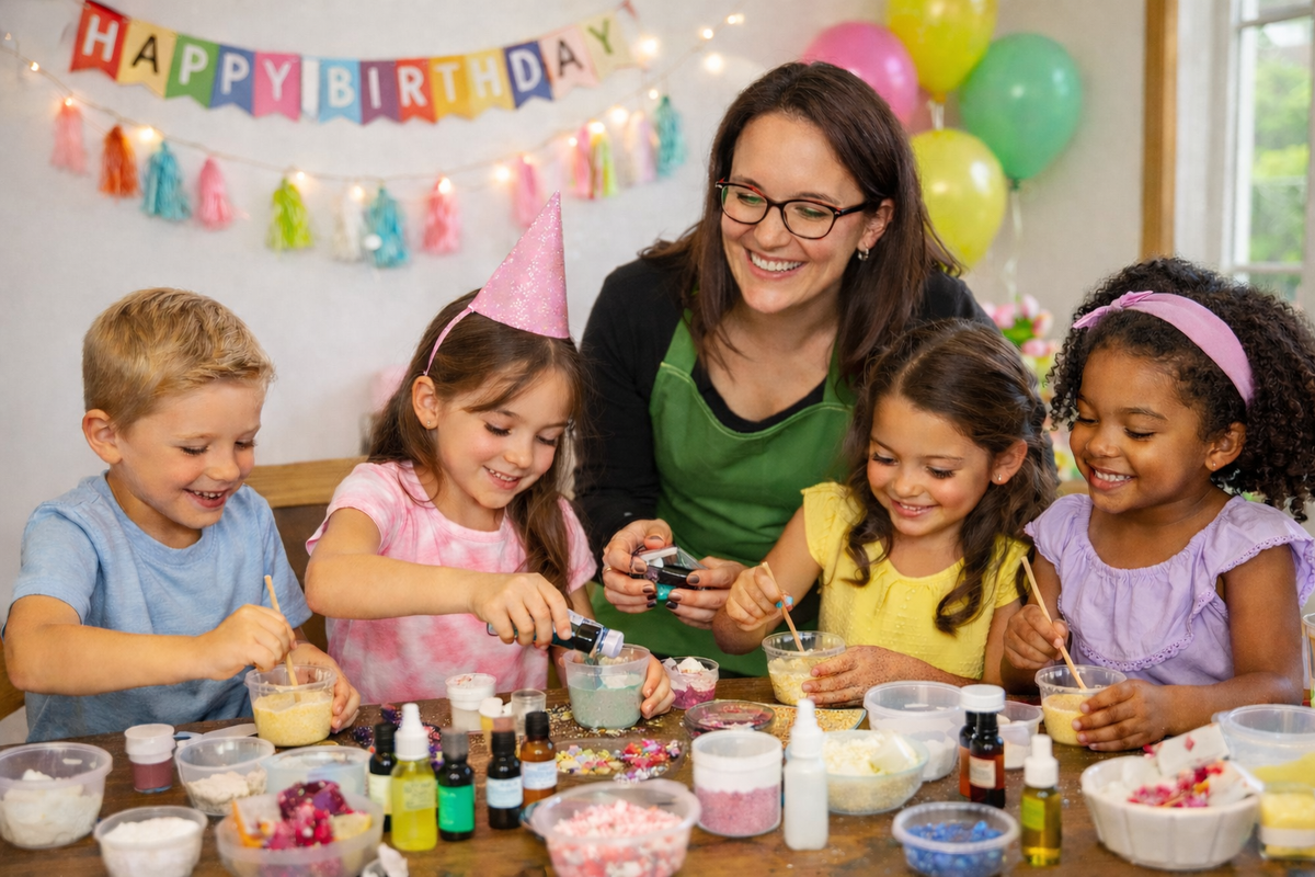 Cynthia Dionne animant une fête d’enfants créative avec MA Création Écolo